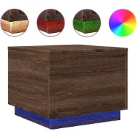vidaXL Table basse avec lampes LED brun imitation chêne 50x50x40 cm