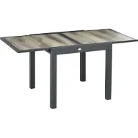 Outsunny Table de jardin, table de salle à manger pour le jardin avec plateau extensible, table de terrasse avec aspect bois, table de balcon en aluminium, beige+gris, 160 x 80 x 75cm
