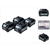 Makita Kit batterie 40 V avec 4x BL 4025 2,5 Ah ( 4x 191B36-3 ) XGT Batterie Li-Ion IP64 avec indicateur LED
