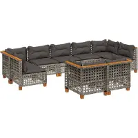vidaXL Ensemble de salon de jardin 9 pièces avec coussins Gris Poly rotin