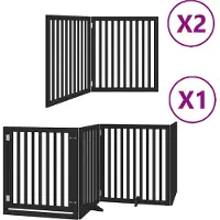 vidaXL Porte pour chien 8 pièces avec porte Pliable Noir 640 cm Bois de peuplier
