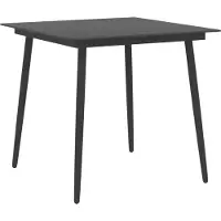 The Living Store Table à manger de jardin noire 80x80x74 cm Acier et verre