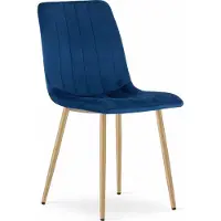 Leobert Chaise LAVA - velours bleu marine / pieds en bois x 1