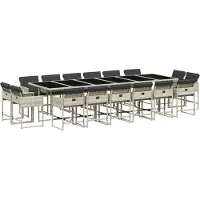 vidaXL Ensemble de jardin 17 pièces avec coussins gris clair Poly rotin