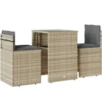 vidaXL Ensemble Bistro 3 pièces avec coussins gris clair Poly rotin