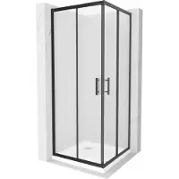 Mexen Rio Cabine de douche carrée 90 x 90 cm, motif strass, noir + receveur de douche plat, blanc - 860-090-090-70-30-4010B