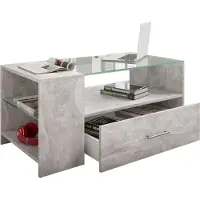 VCM Table basse en bois avec verre de sécurité ESG | Sofatic avec espace de rangement suffisant | Dimensions env. H. 45 x W. 100 x D. 50 cm | Table salon avec tiroir - Tindala