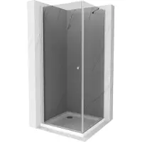 Mexen Pretoria cabine de douche avec porte battante 100 x 100 cm, noir graphite, chrome + receveur de douche Flat - 8