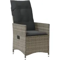 vidaXL Fauteuil de jardin Réglable avec coussins Gris Poly Rattan