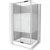 Mexen Apia Cabine de douche extensible 120 x 90 cm, Rayures, Chrome + Receveur de douche Rio - 840-120-090-01-20-4510