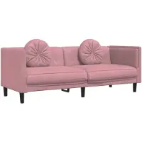 vidaXL Canapé 3 places avec coussins rose velours