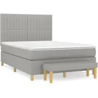 vidaXL Lit boxspring avec matelas gris clair 140x190 cm Tissu