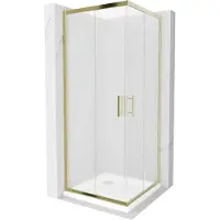 Mexen Rio Cabine de douche carrée 70 x 70 cm, motif strass, or + receveur de douche plat, blanc - 860-070-070-50-30-4010G
