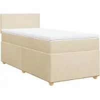 vidaXL Lit boxspring avec matelas Crème 80x200 cm Tissu