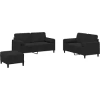 vidaXL Ensemble de canapés 3 pièces avec coussins Noir velours