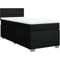 vidaXL Lit boxspring avec matelas noir 90x190 cm Tissu
