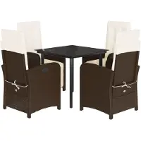 vidaXL Ensemble de jardin 5 pièces avec coussins Marron Poly rotin