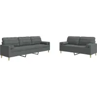 vidaXL Ensemble de canapés 2 pièces avec coussins décoratifs Tissu gris foncé