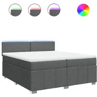 vidaXL Lit boxspring avec matelas gris foncé 200x200 cm Tissu