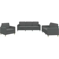 vidaXL Ensemble de canapés 3 pièces avec coussins Tissu gris foncé
