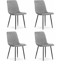 Leobert Chaise Valora TURIN Velours Gris Clair x4 - Quatuor de sièges modernes gris clair