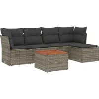 vidaXL Ensemble de salon de jardin 6 pièces avec coussins Gris Poly rotin