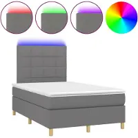 vidaXL Lit boxspring avec matelas & LED gris foncé 120x190 cm Tissu