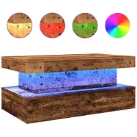 vidaXL Table basse avec lampes LED imitation vieux bois 90x50x40 cm