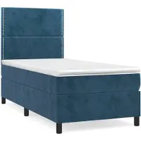 vidaXL Lit boxspring avec matelas bleu foncé 100x200 cm velours