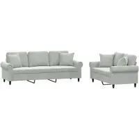 vidaXL Ensemble de canapés 2 pièces avec coussins gris clair velours