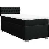 vidaXL Lit boxspring avec matelas noir 90x190 cm Tissu