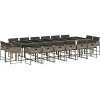 vidaXL Ensemble de jardin 17 pièces avec coussins Gris Poly rotin