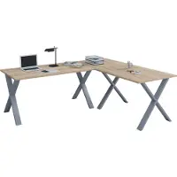 VCM Bureau en bois | Plaine de bureau d'angle | 130x130 | Forme L gauche ou droite | Plaque de table de travail 50 cm en profondeur | Meubles de bureau de table d'ordinateur - Lona X