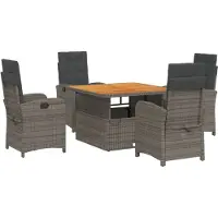 vidaXL Ensemble de jardin 5 pièces avec coussins Gris Poly rotin