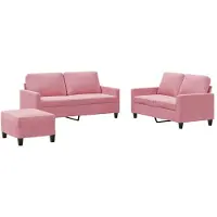 vidaXL Ensemble de canapés 3 pièces avec coussins Rose velours