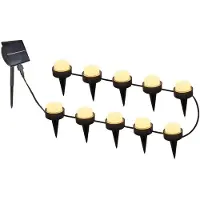 Big Buy Cooking 10 mini projecteurs solaires autocollants - - SOLIRAY - 12 m - LED blanc chaud - Marquage de chemin