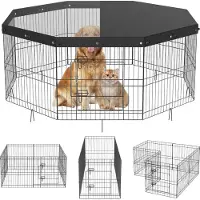 Vevor Parc pour chiots 8 pièces 609,6mm de haut Parc pour chiens avec tapis de sol en tissu Oxford 600D Parc pour animaux domestiques de petite et moyenne taille