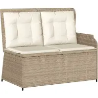 vidaXL Banc de jardin Réglable avec coussins Beige Poly Rattan