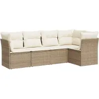 vidaXL Ensemble de salon de jardin 5 pièces avec coussins Beige Poly Rattan