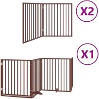 vidaXL Porte pour chien 8 pcs. avec porte Pliable Marron 640 cm Bois de peuplier