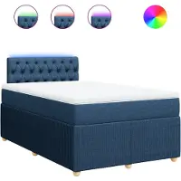 vidaXL Lit boxspring avec matelas bleu 120x200 cm Tissu