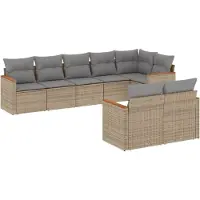 vidaXL Ensemble de jardin canapé 8 pièces avec coussins Beige Poly Rattan