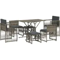 vidaXL Ensemble de jardin 7 pièces avec coussins Gris Poly rotin