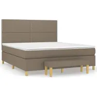 vidaXL Lit boxspring avec matelas Taupe 180x200 cm Tissu