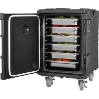 Vevor Porte-repas isolé Boîte de maintien au chaud pour la gastronomie 90 L, Porte-repas avec boucle, Porte-repas sur roulettes, Boîte de transport de denrées alimentaires