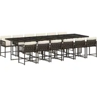 vidaXL Ensemble de jardin 13 pièces avec coussins Marron Poly rotin