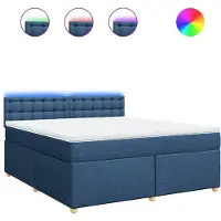 vidaXL Lit boxspring avec matelas bleu 180x200 cm Tissu