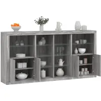 vidaXL Sideboard avec lampes LED Gris Sonoma 202x37x100 cm