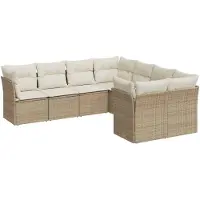 vidaXL Ensemble de jardin canapé 8 pièces avec coussins Beige Poly Rattan
