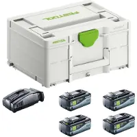 Festool SYS 18V 4x8,0/SCA16 Kit énergie 4x batterie 18 V 8,0 Ah ( 4x 577323 ) + chargeur ( 576953 ) + Systainer